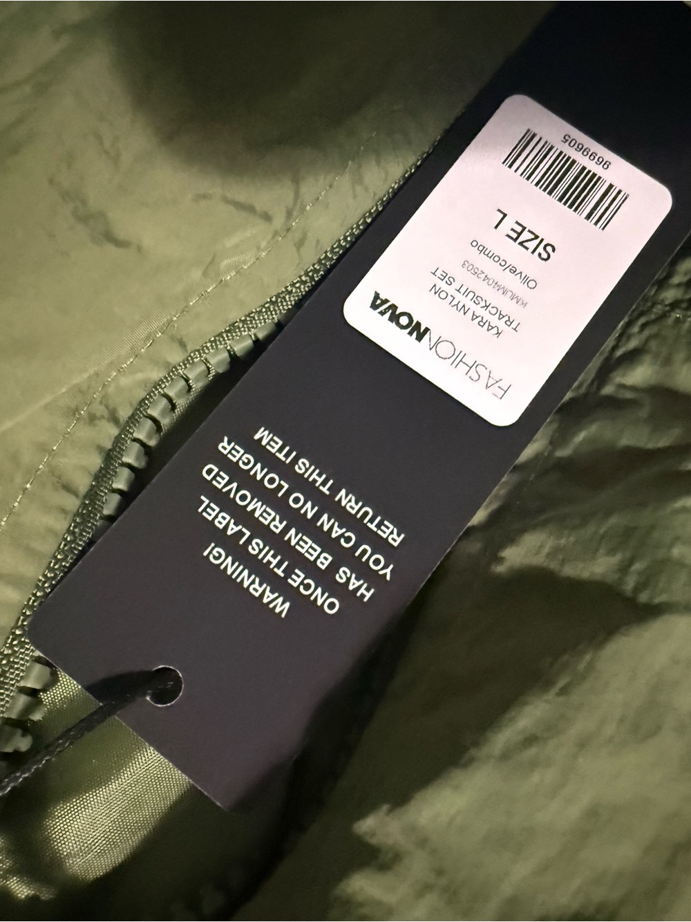 Fashion Nova Olive & Pale Pink Track Suit - Picture 4 of 10